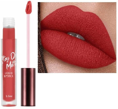 WOONGMI Best Matte Liquid Ultra Pigmented Creamy Matte Lipstick For Womens(Red, 3.5 ml)