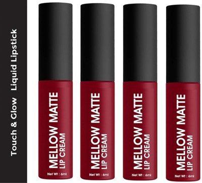 Luipui NEW PREMIUM MATTE CRUSH LONG LASTING, SUPER STAY QUICK DRY LIPSTICK PACK OF 4(RED, 24 ml)