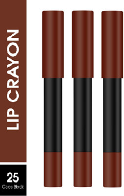 Luipui CRUSH SUPER STAY LONG LASTING, FULL COVERAGE & SMUDGE PROOF LIPSTICK PACK OF 3(COCO BLOCK - 25, 12 ml)