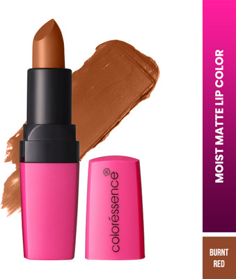 COLORESSENCE Moist Matte Lipstick | Hydrating & Richly Pigmented | Butter Soft Texture ML1(BURNT RED, 4 g)