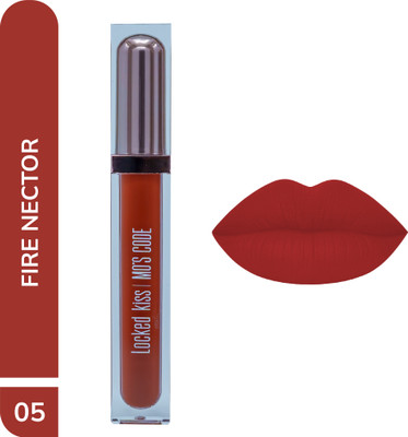 MO'S CODE Matte Liquid Lipstick Waterproof, Locked Kiss - Transfer Proof with Vitamin-E(FIRE NECTOR 05, 7 ml)