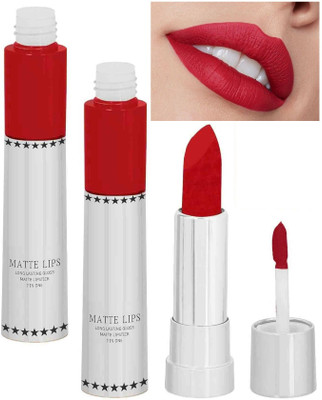 EVERERIN 2 IN 1 Long Lasting Matte & Gloss Lipstick Waterproof hot red COMBO(HOT RED, 16 g)