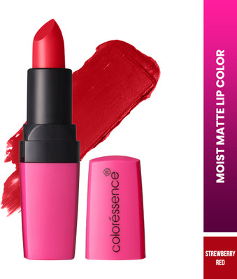 COLORESSENCE Moist Matte Lipstick | Hydrating & Richly Pigmented | Butter Soft Texture ML24(Strawberry Red, 4 g)