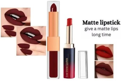 RED4 R4 Evershine red lipstick 1pcs+R42in1 maroon lipstick1pcs(Multicolor, 8 g)