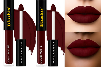 BLUSHIS Kiss of Love Liquid Melt Mini Maroon lipstick 2 pcs combo pack(Maroon combo of 2, 8 ml)