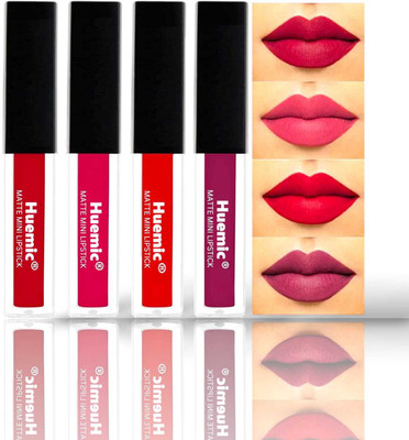 huemic WaterProof Liquid Matte Lipstick Combo Pack 4 pc(Red Multicolor, 20 ml)