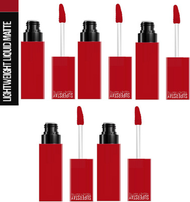 Luipui CREAMY LONG LASTING, FULL COVERAGE LIPSTICK FOR ALL DAY WEAR PACK OF 5(GIRLS NIGHT 01, 20 ml)