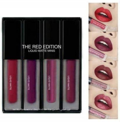 Yelfo Super Quality Matte me Mini Red edition Liquid Lipstick(Multicolour, 10 g)