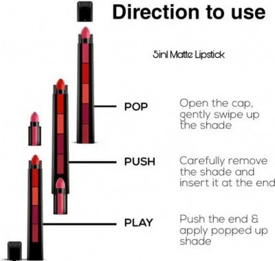 kHUDAt ERON Fab 5 Matte 5 Step Lipstick 5 in 1 RED Shade(Québec )(Red, 13.7 g)