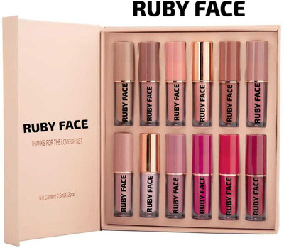 RUBY FACE X Handaiyan 12 Color Book Lip Gloss Set Liquid Lipstick Set(multicolor, 2.5 ml)