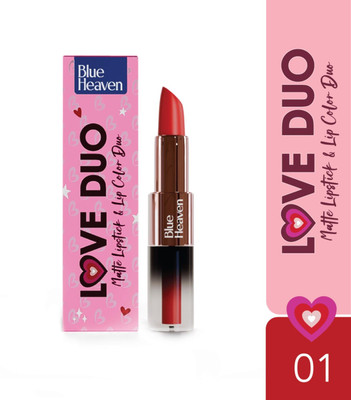 BLUE HEAVEN LOVE DUO MATTE LIPSTICK & LIP COLOR DUO RED 1 1.5ML+4G(MRP249)(RED, 5 g)