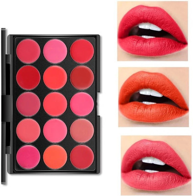 Emijun NEW 15 COLOR MATTIE & LONG LASTING CREAMY LIP CREAM PALETTE(multi-colour, 15 g)