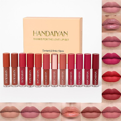 Nyn TYA MatteGlam Lipstick Lipstick Long Lasting, Waterproof, Set Of 12.(The Swiss Glossy Matte Pigmented Lipstick Edition, 2.5 ml)