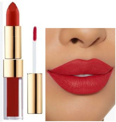 TOPQ RED 2 IN 1 MATTE FINISH LIPSTICK PACK OF 1 WATERPROOF AND AWESOME(RED, 6 g)