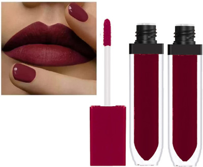 Latixmat Combo Transfer Proof Matte Finish Highly Pigmented Deep Color Liquid Lipstick(Maroon Red, 10 ml)