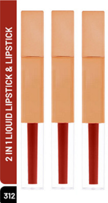Luipui MATTE CRUSH SUPER STAY LONG LASTING, FULL COVERAGE LIPSTICK PACK OF 3(MATTE RED, 21 ml)