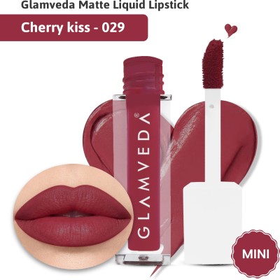 GLAMVEDA X Rashami Desai Matte Mini Liquid Lipstick, Long stay, Transfer & Smudge proof(Wine shade (Cherry Kiss - 029), 1.2 ml)