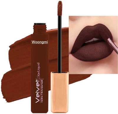 WOONGMI Velvet Matte Non Transfer Liquid Matte Lipstick(Brown, 5 ml)