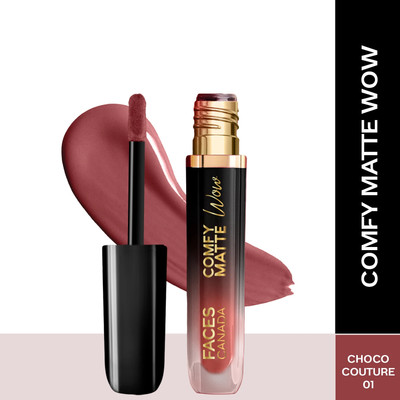 FACES CANADA Comfy Matte Wow Liquid Lipstick | Highly Pigmented | Long Lasting(Choco Couture 01, 3.8 ml)