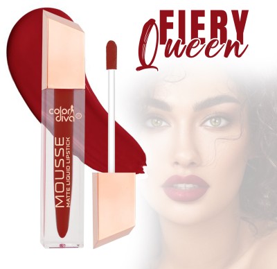 Color Diva MOUSSE MATTE FIERY QUEEN 161 LIPSTICK DESIGNED EXCLUSIVELY FOR TRENDY WOMEN(RED, 5 ml)