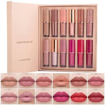 Scheibe Lipstick Set of 12 Matte Velvet Mini Liquid Lipstick Set for Women(Multicolor, 30 ml)