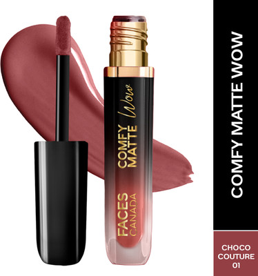 FACES CANADA Comfy Matte Wow Liquid Lipstick | Highly Pigmented | Long Lasting(Choco Couture 01, 3.8 ml)