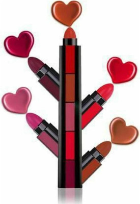 WOONGMI Ultra Smooth Beauty Creamy Matte 5 in1 Fab Lipstick(multicolor, 10 g)
