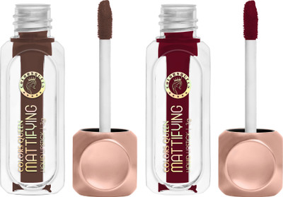 COLORS QUEEN Mattifying Long Lasting Non Transfer Liquid Matte Lipstick Combo Pack of 2(Cranberry & Cocoa, 6 g)