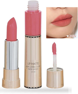Yuency 2 in 1 matte liquid and crayon smuge proof lipstick(peach, 8 g)