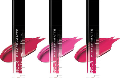 INOUR Primer+Matte Liquid Lipstick-10.5 gm (3.5gm x 3) (Set of 3 Pink Shade,10.5 gm)(Pink Shade, 10.5 g)