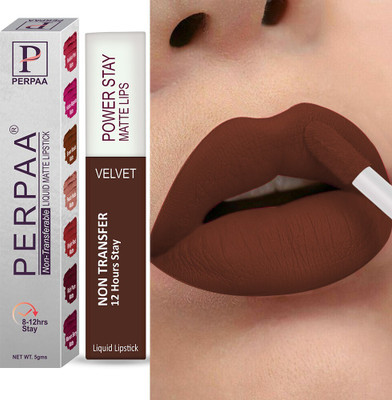 Perpaa Powerstay Non Transfer Insta Beauty Waterproof Longlast Liquid Matte Lipstick(Bon Bon Brown, 5 ml)