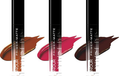 INOUR Primer+Matte Liquid Lipstick-10.5 gm (3.5gm x 3) (Set of 3 Custom 03,10.5 gm)(Multicolor 3 Shade, 10.5 g)
