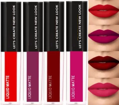 Kamz Beauty Non Transfer Waterproof Long Liquid Matte Mini Lipstick Combo Pack Of 4(Red, 36 ml)