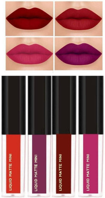 KENAJOT Matte Minis Red Edition Liquid Lipstick(Red, Maroon, Pink, Rose, 16 ml)