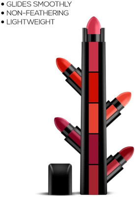 THTC Mini Multi color 5 Step Lipstick 5 in 1 new stylish Lipstick(MULTI COLOR, 10 g)