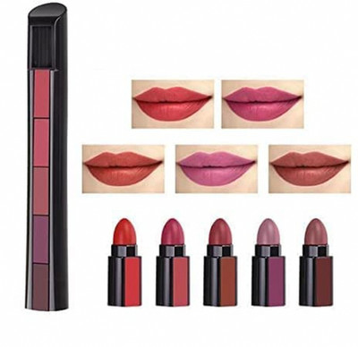 HUDAQUEEN 5 in 1 Red Lipstick Paraben Free Formula(Red, 10 g)
