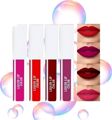 Vagons Red Collection Smudge-Proof Liquid Lipstick Set of 4(Red, 30 ml)