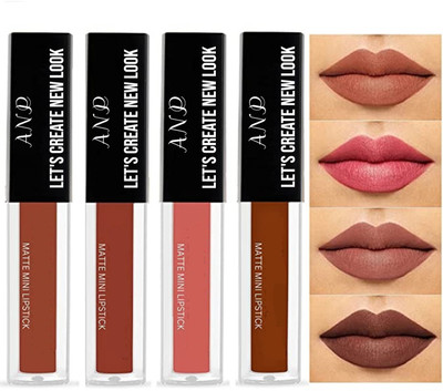 ANP Waterproof Longlasting Liquid Matte Mini Lipstick Pack Of 4(Multicolor, 16 ml)