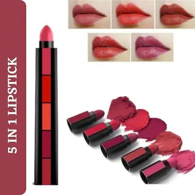 QUIYANG Beauty Fab Red Edition 5 in 1 Pocket Matte Lipstick (Multicolor, 7.5 g(RED EDITION, 7.5 g)