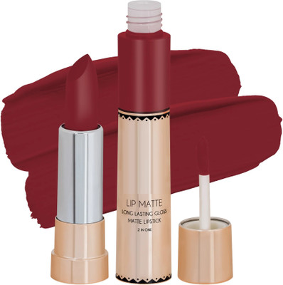 Yuency 2 in 1 liquid Matte Highly Pigmented Waterproof Long Stay Lipstick(RED, 8 ml)