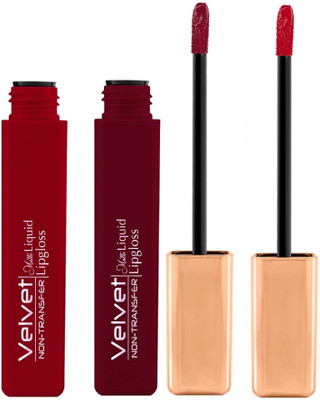 GABBU Non Transfer Waterproof Long Lasting Liquid Lipstick Combo set 2 pc(Red, Maroon, 10 ml)