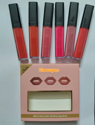 Glowsync Matte Liquid lipstick ultra smooth matte me ( multicolor 24 ml) (pack of 6)(Multicolour, 24 ml)