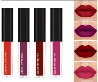 YELGO Liquid Matte lipstick combo Pack of 4 Waterproof Long lasting(Multicolor, 16 ml)