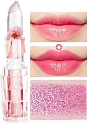 HUZURLU Pink Mood Lipstick Colour Changing with Jelly Crystal Temperature(pink flower, 3.8 g)