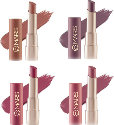 MARS Pigmented Creamy Matte Lipstick Pack Of 4(Love Lavani,Sinful Salsa,Jazzy Jhumar,Berrylicious Ballet, 12.8 g)