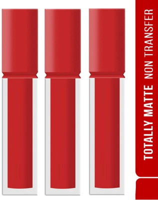 Luipui MATTE RED LONG LASTING,SUPER STAY SMUDGEPROOF LIPSTICK FOR MATTE LOOK PACK OF 3(STRAWBERRY RED, 21 ml)