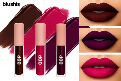 BLUSHIS OOP Long-Lasting | Matte Liquid Lipstick | Smudgeproof | Set – 3 Shades(ROYAL PURPLE, MAGENTA PINK, DARK BROWN, 12 ml)