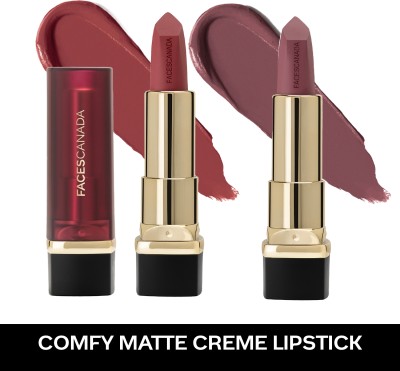 FACES CANADA Festive Hues - Comfy Matte Creme Lipstick Pack of 2(Livin' It Up & Keepin’ It Real, 8.4 g)