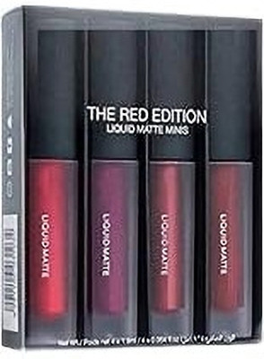 QUIYANG Professional Quality 4-in-1 Red Edition Lipsticks Matte & Waterproof(RED, 16 ml)