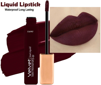 YAWI Non Transfer Smudge Proof Longlasting Sensational Liquid Matte Lipstick(Deep Wine, 5 ml)